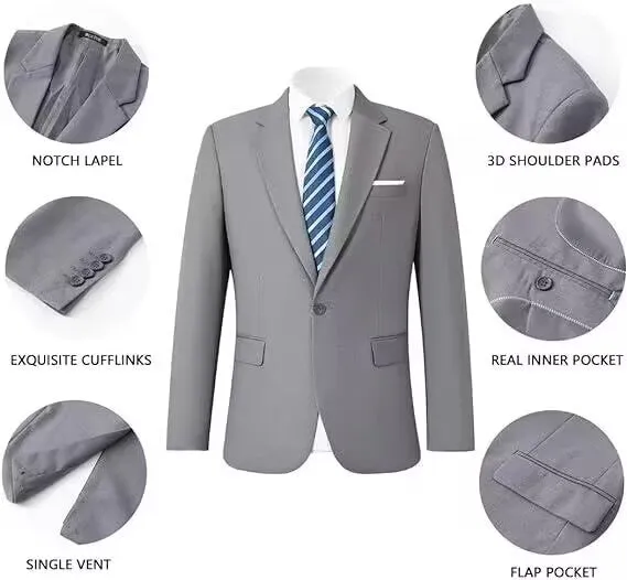 2 Pieces Mens Suit Flat Notch Lapel Tuxedos For Wedding (Blazer Pants)