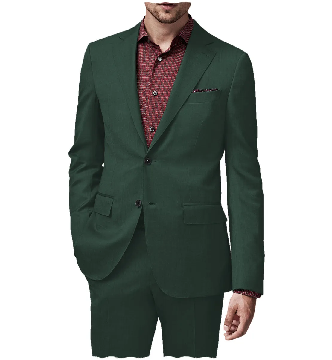 2 Pieces Mens Suit Flat Notch Lapel Tuxedos For Wedding (Blazer Pants)