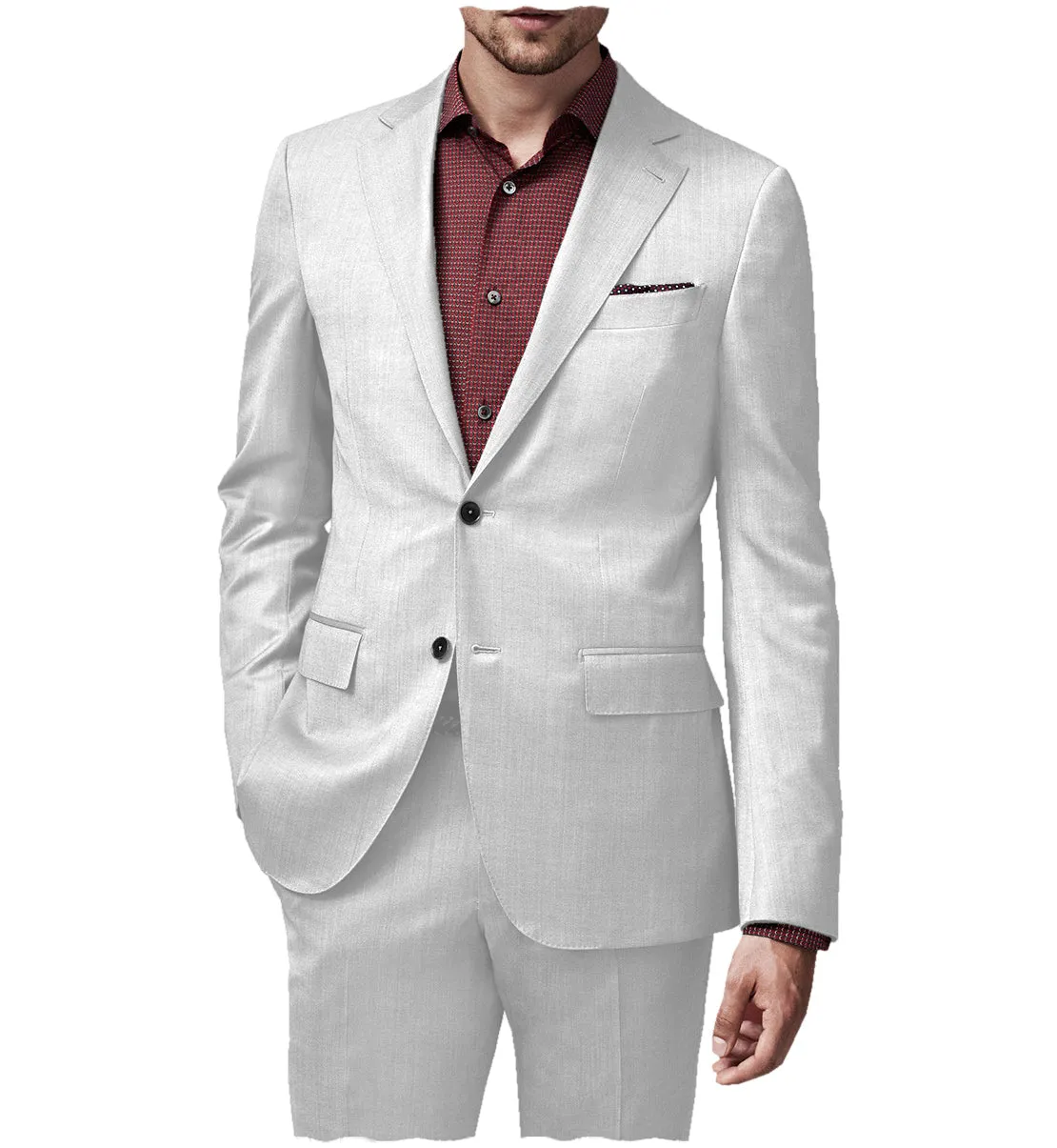 2 Pieces Mens Suit Flat Notch Lapel Tuxedos For Wedding (Blazer Pants)