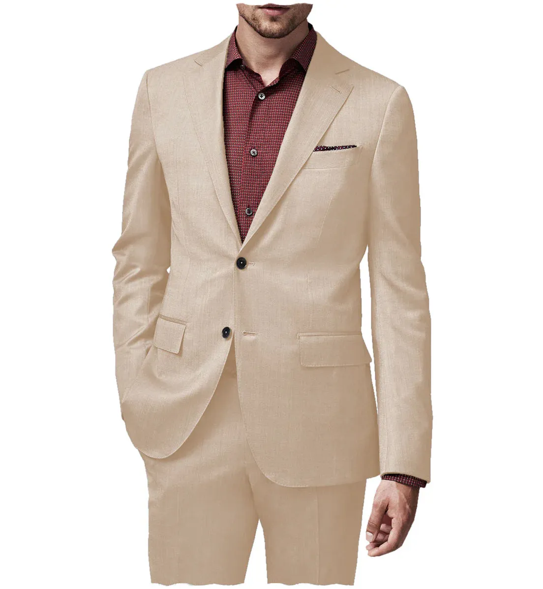 2 Pieces Mens Suit Flat Notch Lapel Tuxedos For Wedding (Blazer Pants)