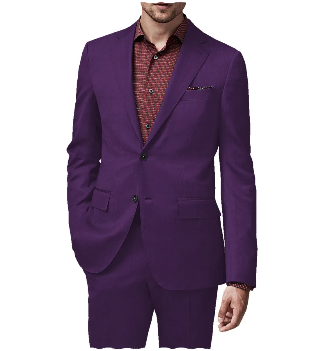 2 Pieces Mens Suit Flat Notch Lapel Tuxedos For Wedding (Blazer Pants)