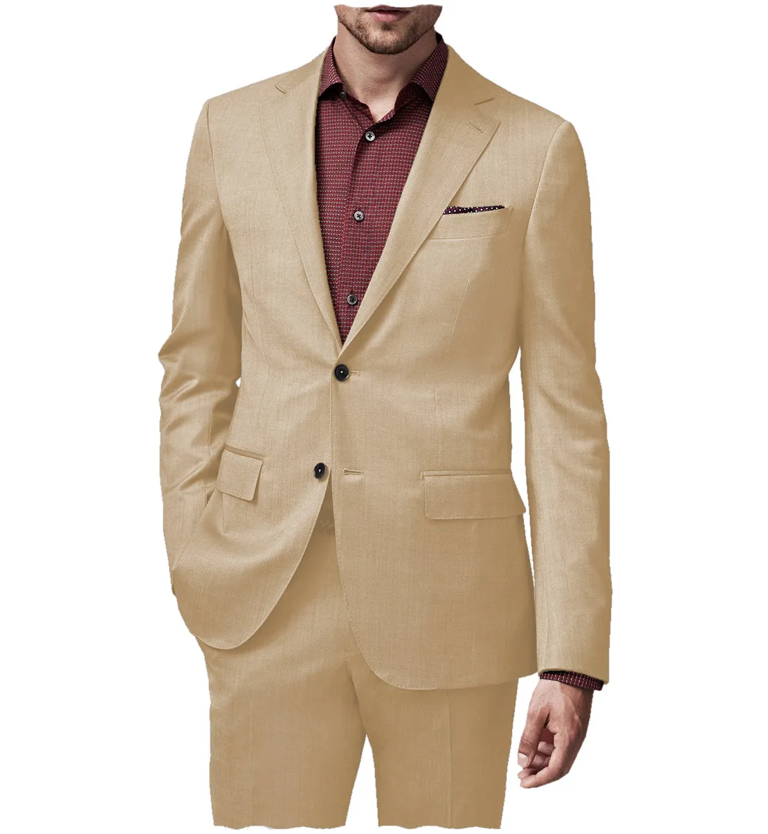 2 Pieces Mens Suit Flat Notch Lapel Tuxedos For Wedding (Blazer Pants)