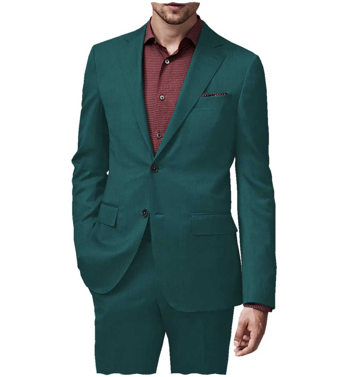 2 Pieces Mens Suit Flat Notch Lapel Tuxedos For Wedding (Blazer Pants)