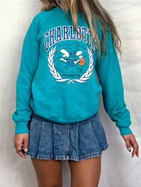 90's Charlotte Hornets NBA USA Made Vintage Sweatshirt Size 6-8
