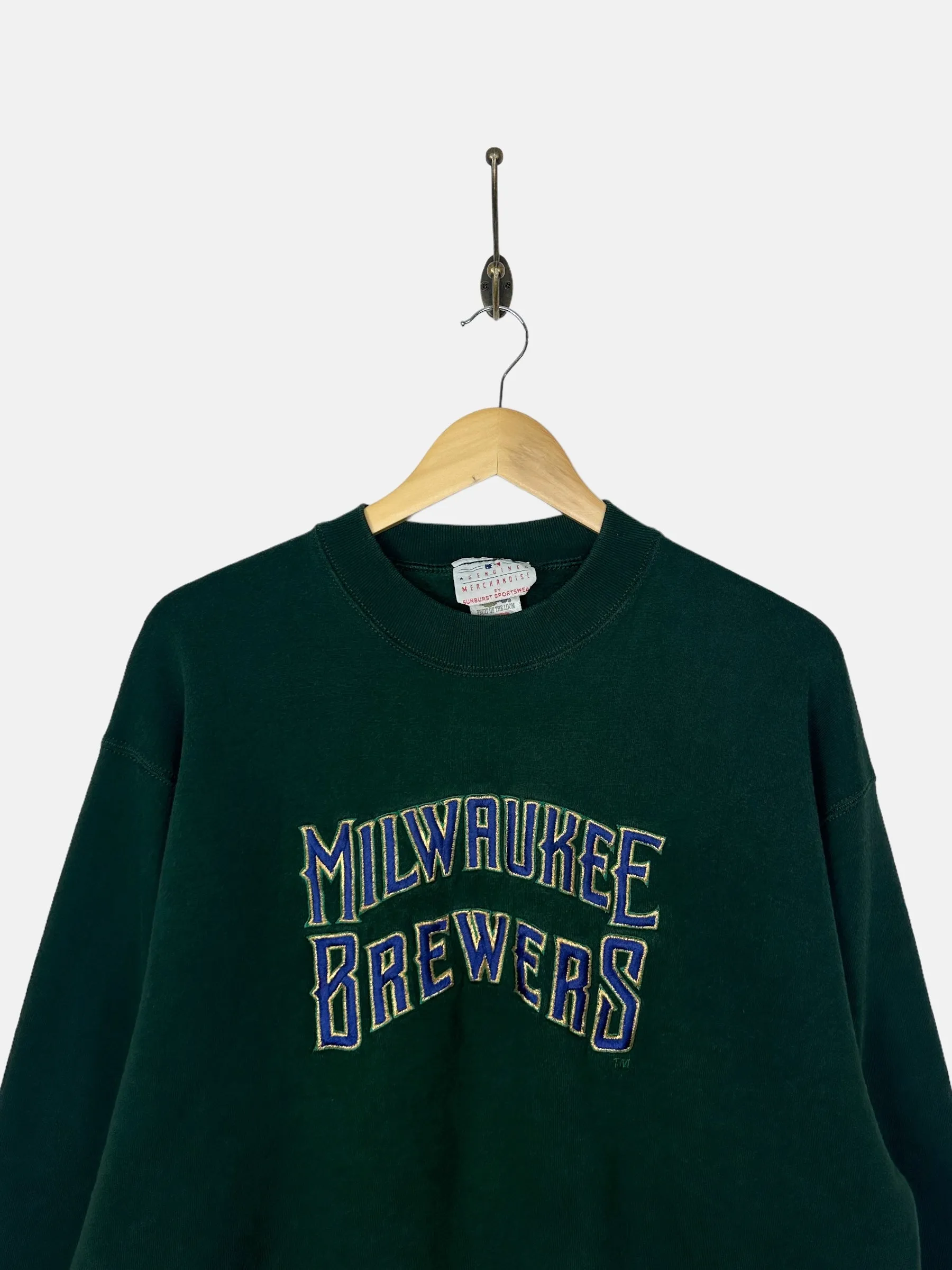 90's Milwaukee Brewers MLB USA Made Embroidered Vintage Sweatshirt Size M