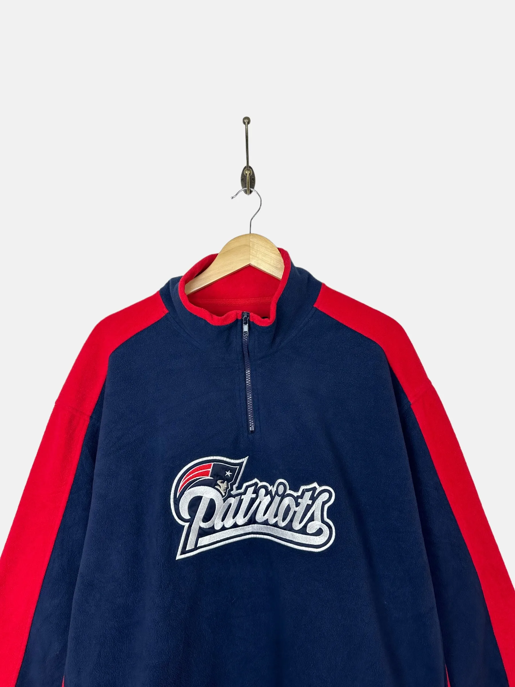 90's Patriots NFL Embroidered Vintage Quarterzip Fleece/Sweatshirt Size 2XL