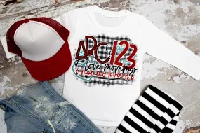 ABC 123. Boys Long Sleeve Tee