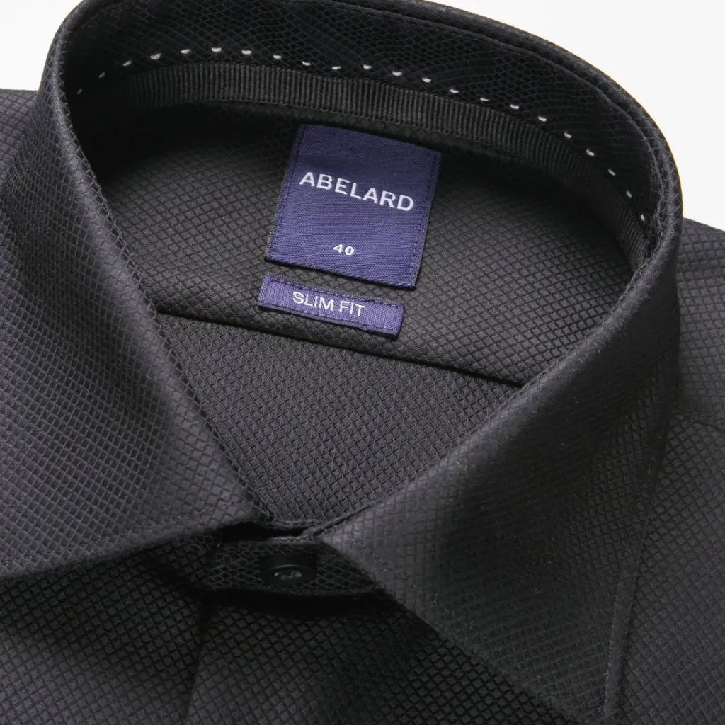 ABELARD Button Evening Shirt Single Cuff Slim Fit BLACK