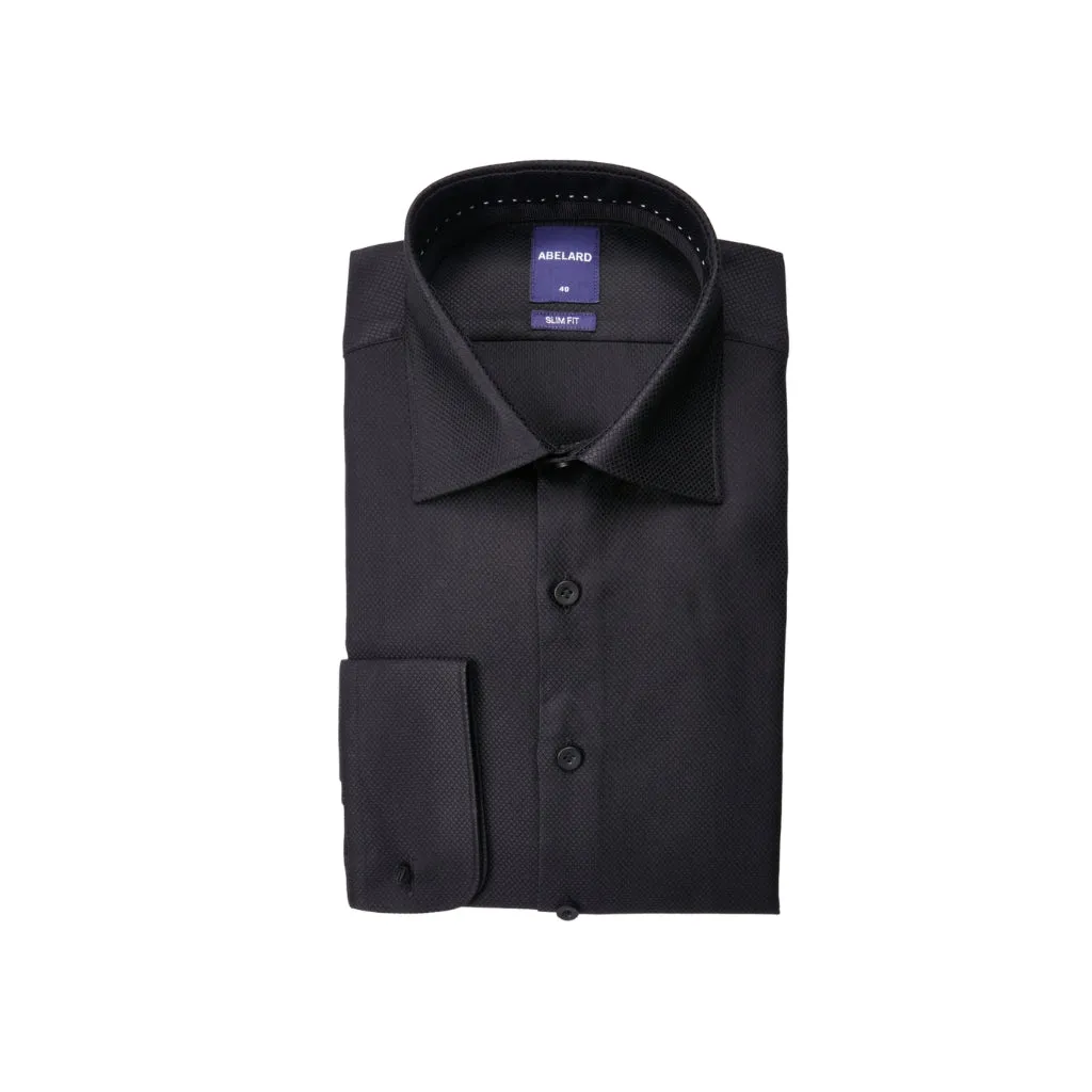 ABELARD Button Evening Shirt Single Cuff Slim Fit BLACK