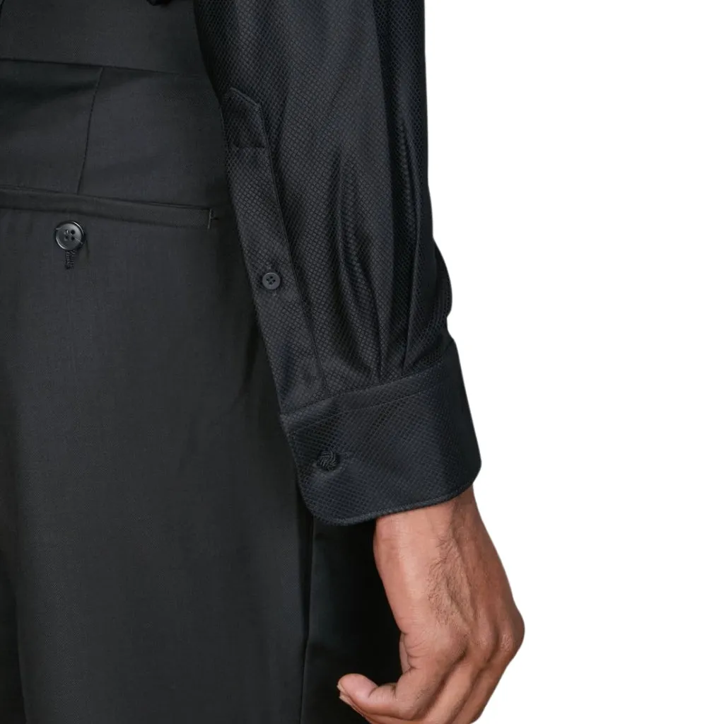 ABELARD Button Evening Shirt Single Cuff Slim Fit BLACK