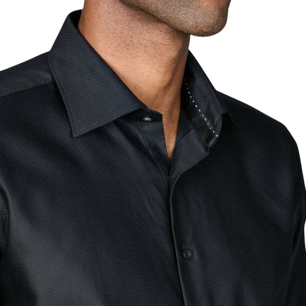 ABELARD Button Evening Shirt Single Cuff Slim Fit BLACK