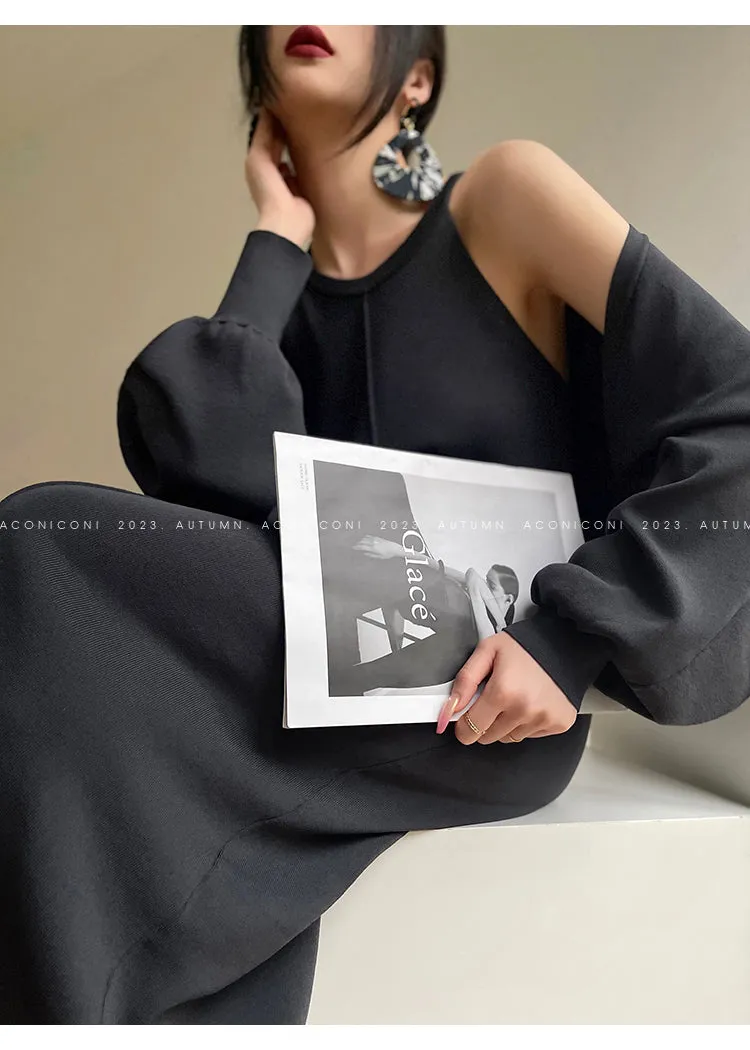 Aconiconi| Knitted dress  suit    classic shawl versatile cardigan - Paris