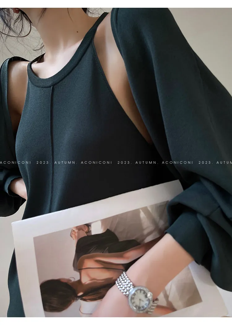 Aconiconi| Knitted dress  suit    classic shawl versatile cardigan - Paris