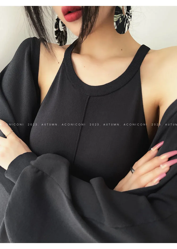 Aconiconi| Knitted dress  suit    classic shawl versatile cardigan - Paris