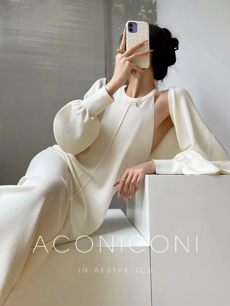 Aconiconi| Knitted dress  suit    classic shawl versatile cardigan - Paris
