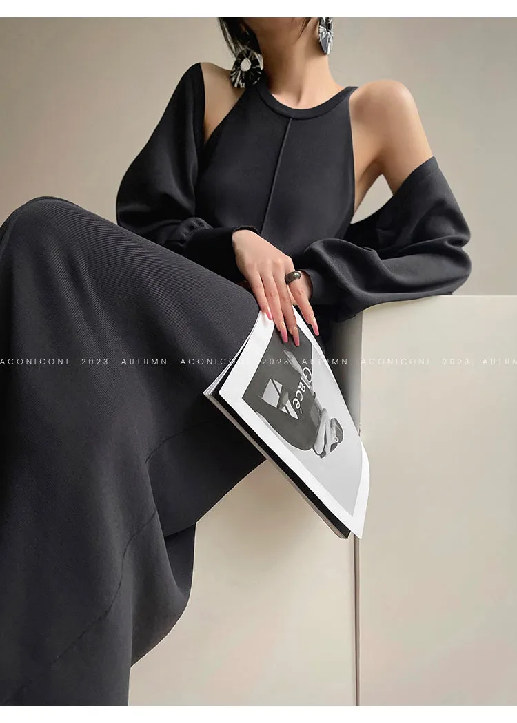 Aconiconi| Knitted dress  suit    classic shawl versatile cardigan - Paris