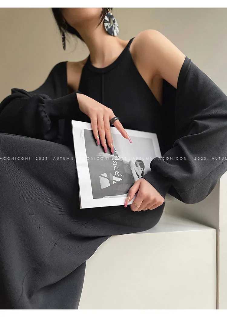 Aconiconi| Knitted dress  suit    classic shawl versatile cardigan - Paris