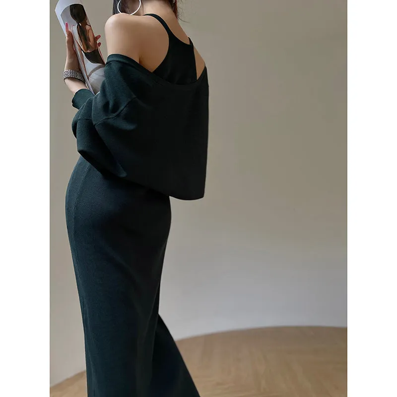 Aconiconi| Knitted dress  suit    classic shawl versatile cardigan - Paris