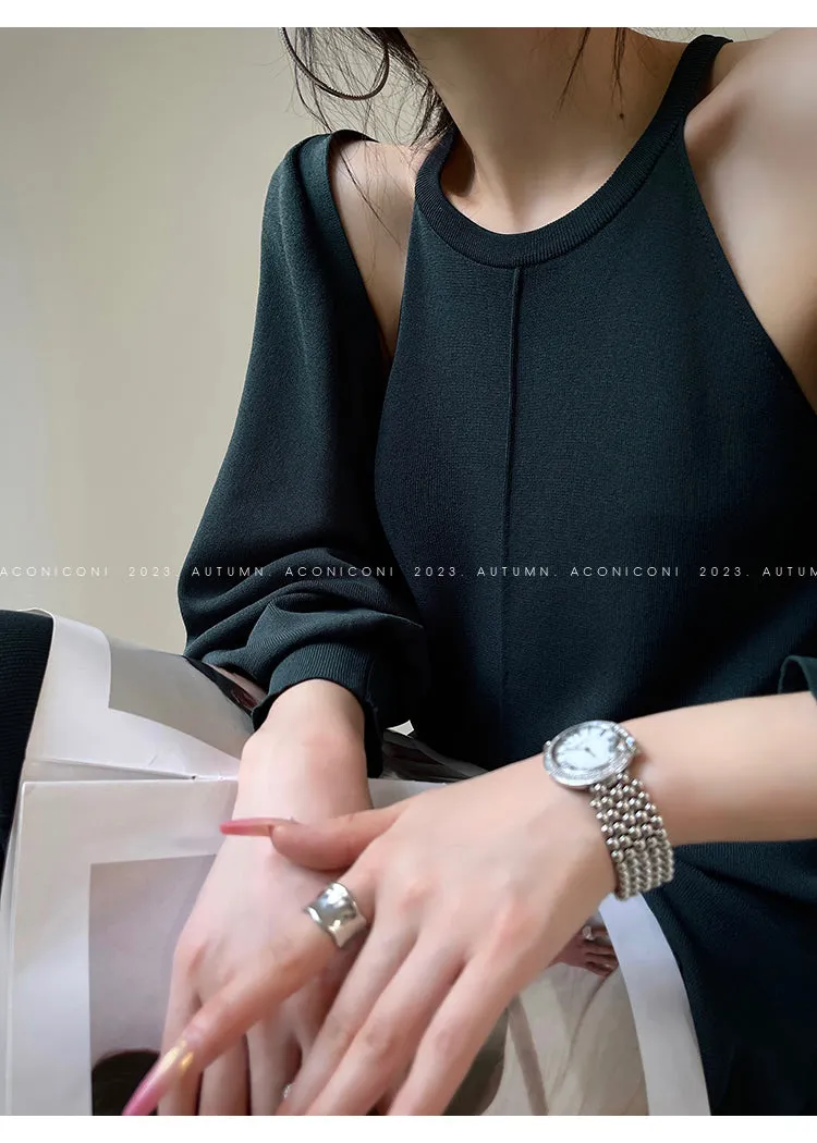 Aconiconi| Knitted dress  suit    classic shawl versatile cardigan - Paris