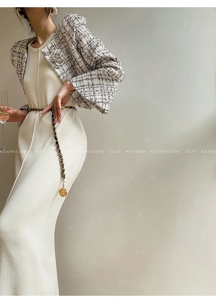 Aconiconi| Knitted dress  suit    classic shawl versatile cardigan - Paris