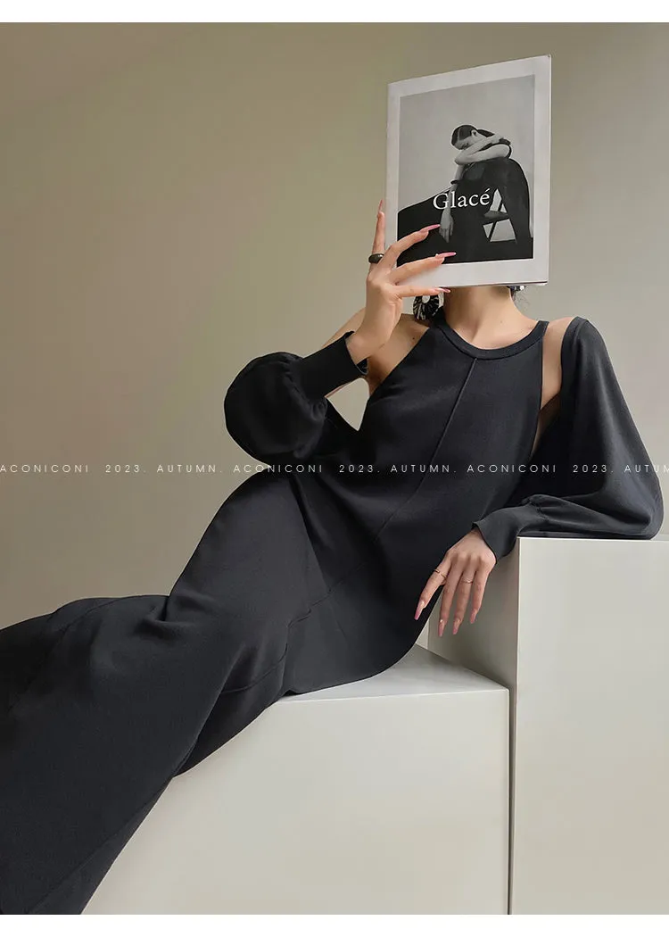 Aconiconi| Knitted dress  suit    classic shawl versatile cardigan - Paris