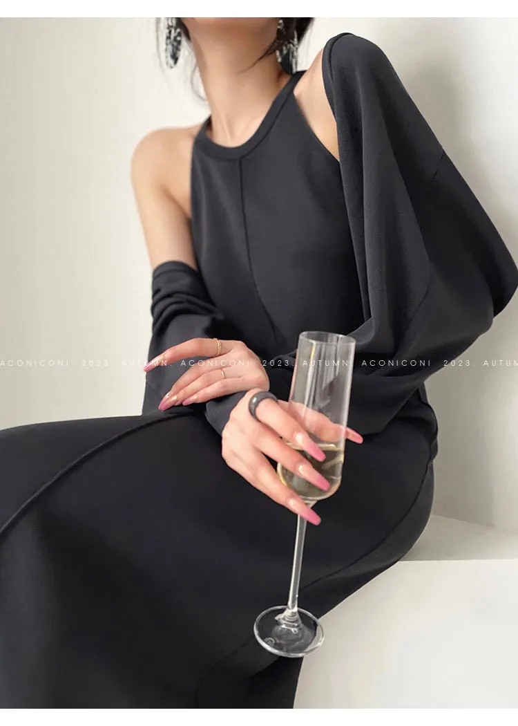 Aconiconi| Knitted dress  suit    classic shawl versatile cardigan - Paris