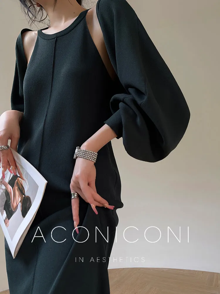 Aconiconi| Knitted dress  suit    classic shawl versatile cardigan - Paris