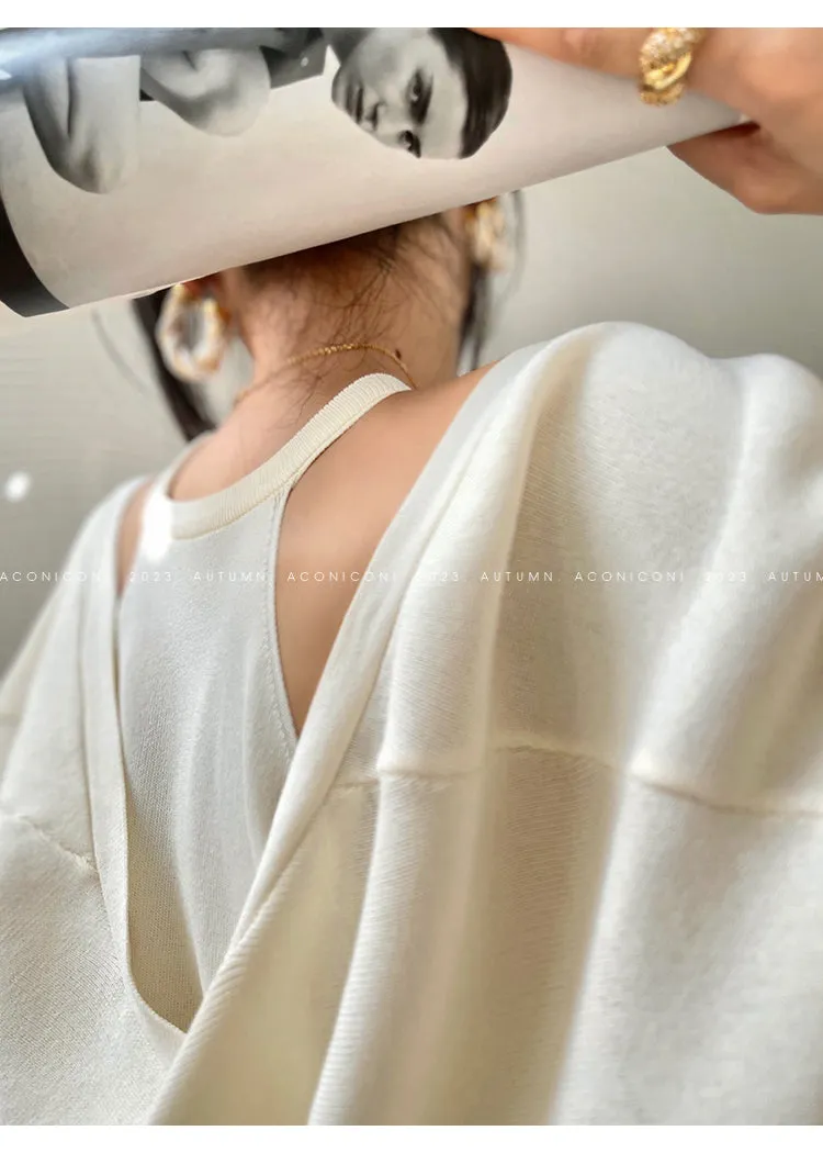 Aconiconi| Knitted dress  suit    classic shawl versatile cardigan - Paris