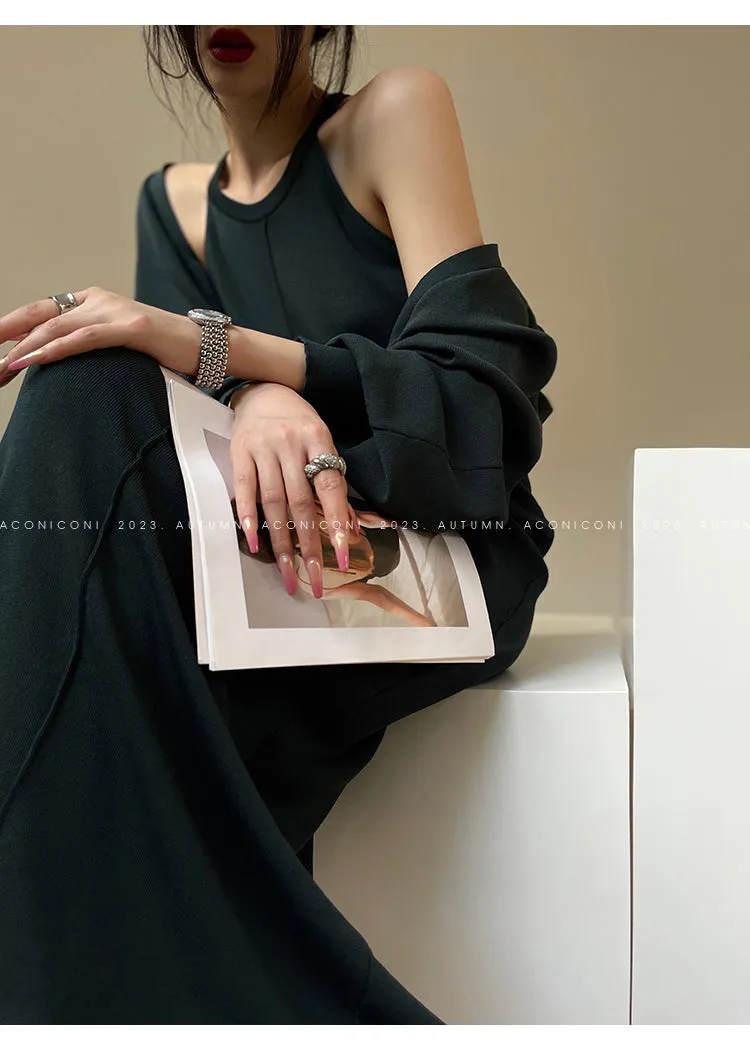 Aconiconi| Knitted dress  suit    classic shawl versatile cardigan - Paris