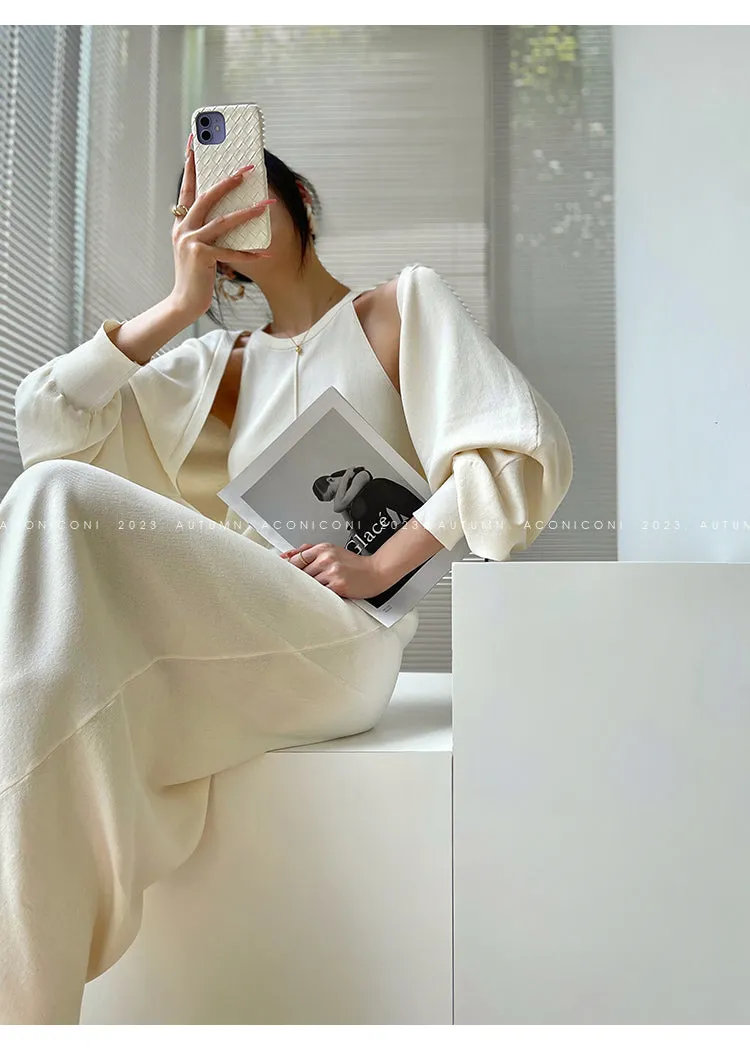 Aconiconi| Knitted dress  suit    classic shawl versatile cardigan - Paris