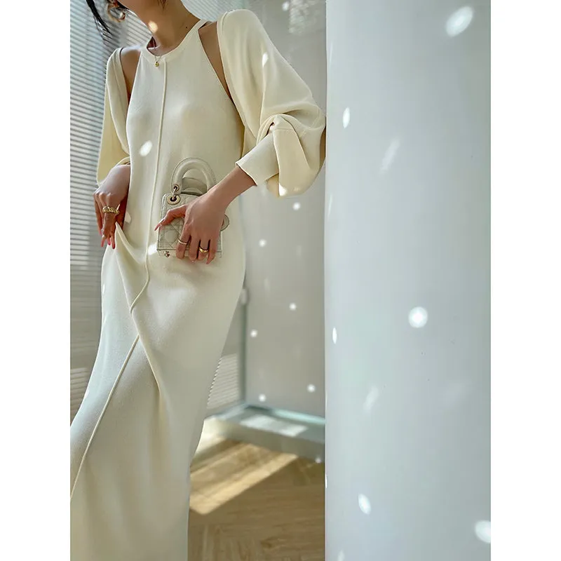 Aconiconi| Knitted dress  suit    classic shawl versatile cardigan - Paris