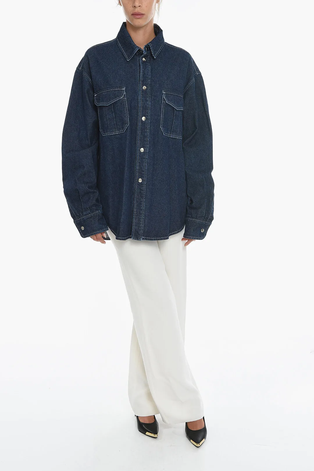 Anouki Denim Oversize Shirt with Utility Pockets
