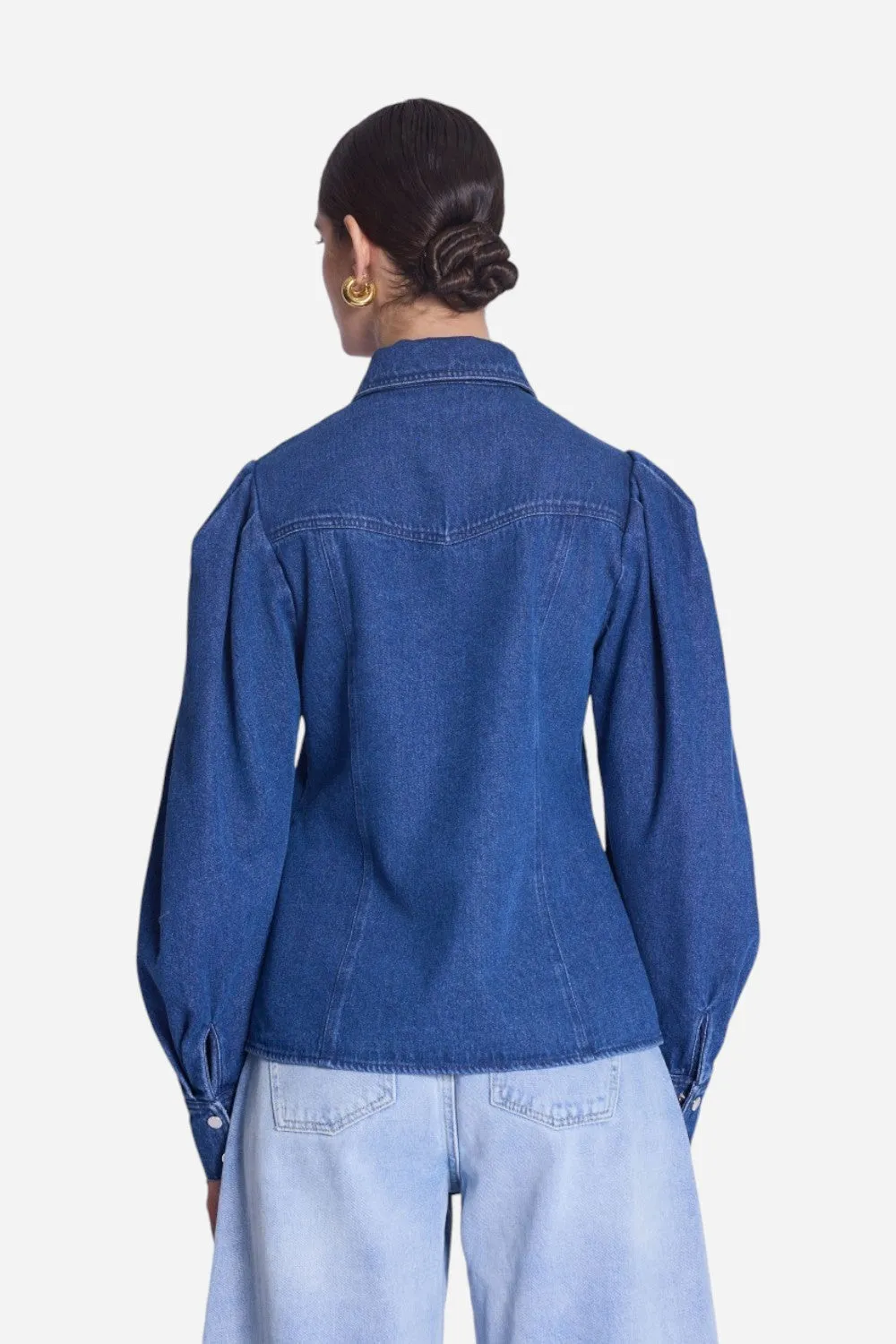 Bernice Clov Denim Bow Collar Shirt