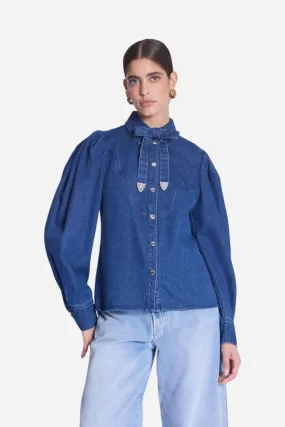 Bernice Clov Denim Bow Collar Shirt