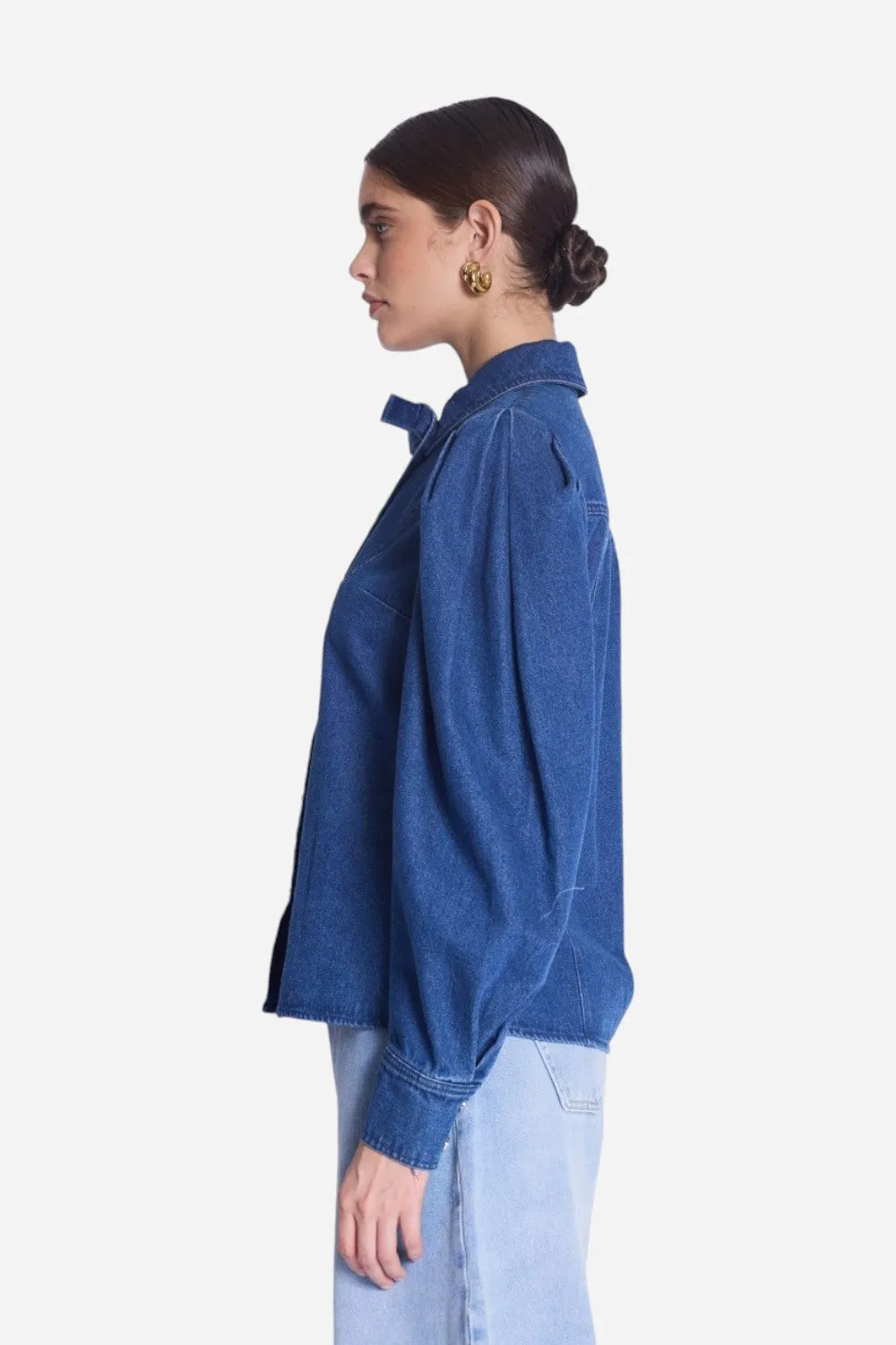 Bernice Clov Denim Bow Collar Shirt