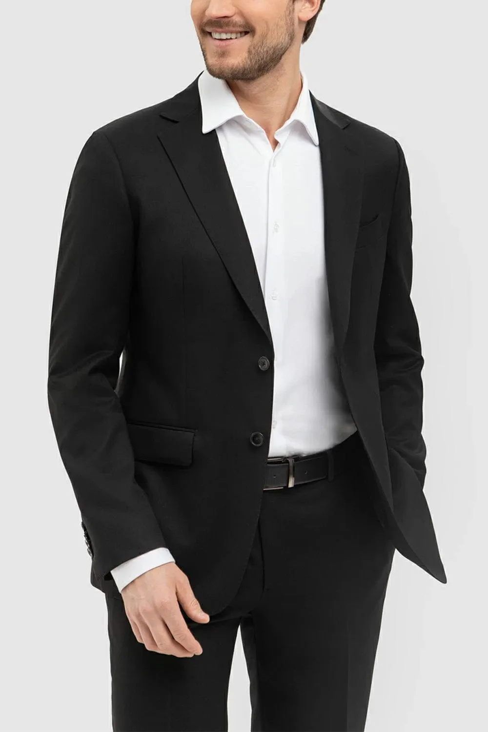 Black 2 Piece Notch Lapel Double Button Men's Suit (Blazer Pants)