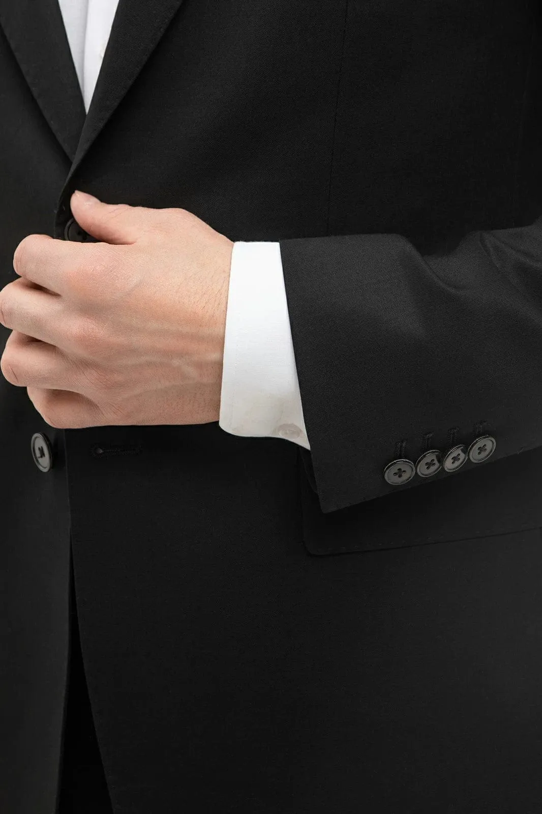 Black 2 Piece Notch Lapel Double Button Men's Suit (Blazer Pants)