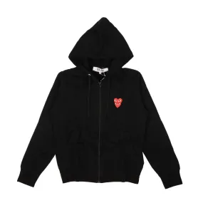 Black Double Red Heart Zip-Up Hoodie