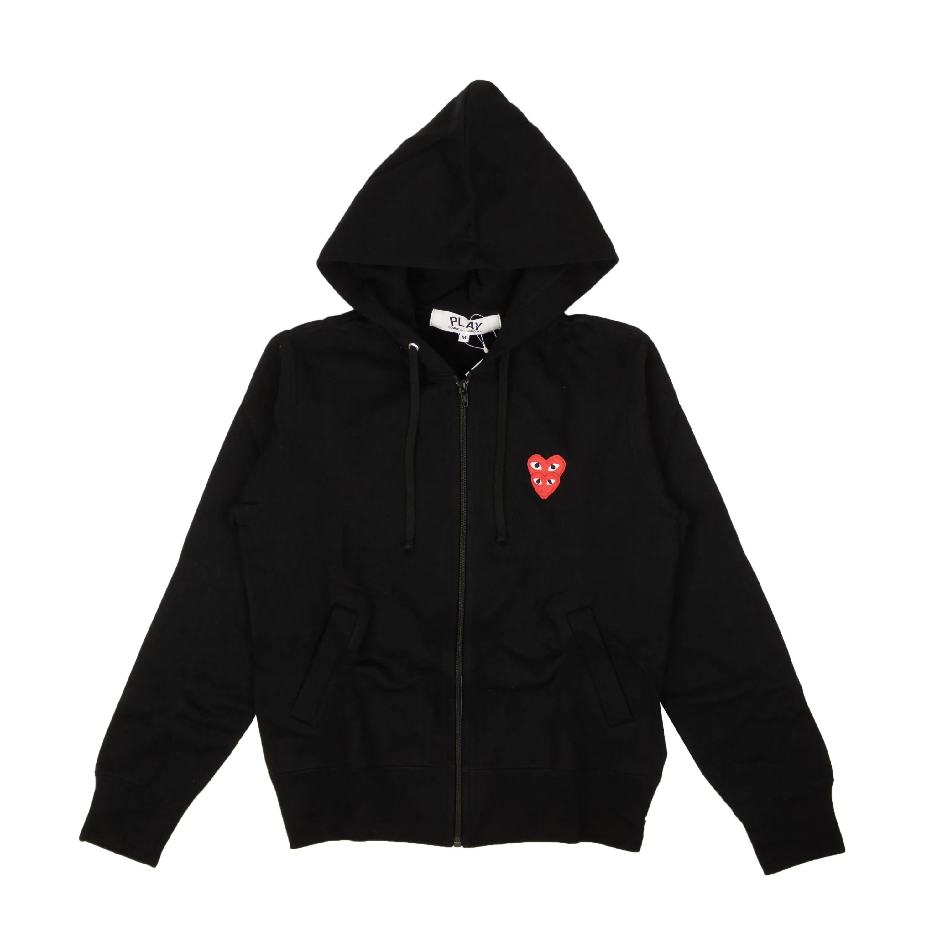 Black Double Red Heart Zip-Up Hoodie
