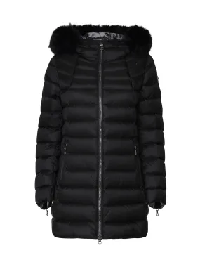 Black Long Padded Jacket with Hood