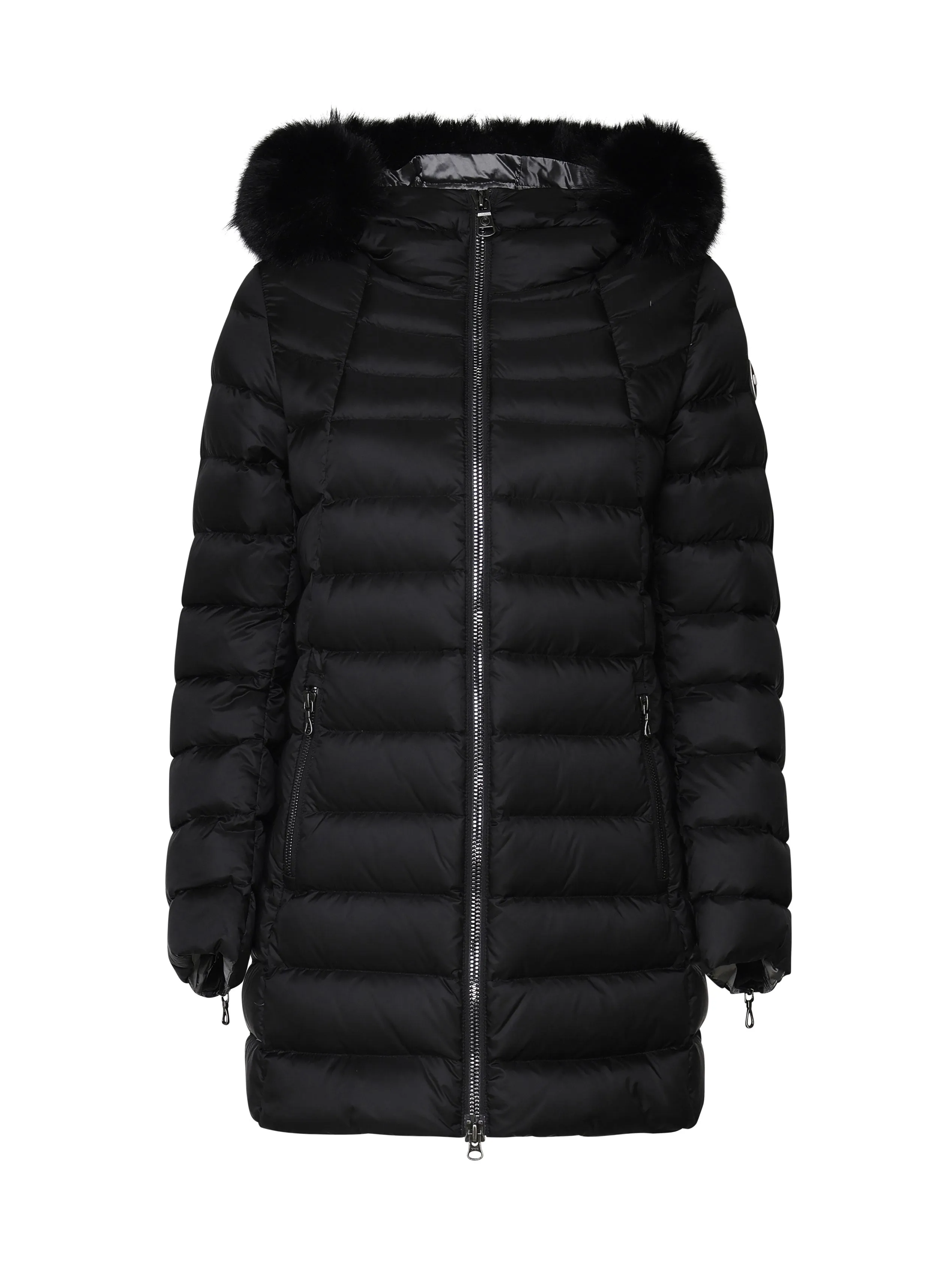 Black Long Padded Jacket with Hood