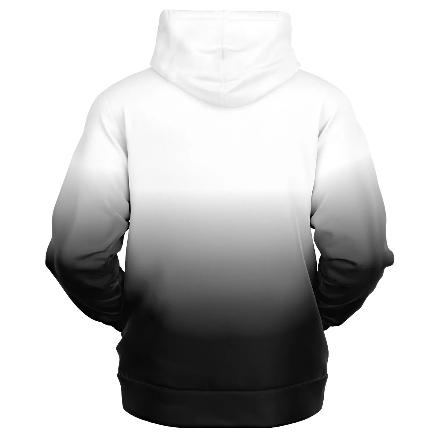 Black White Ombre Zip Up Hoodie, Gradient Tie Dye Zipper Pocket Men Women Unisex Adult Aesthetic Cotton Fleece Hooded Sweatshirt