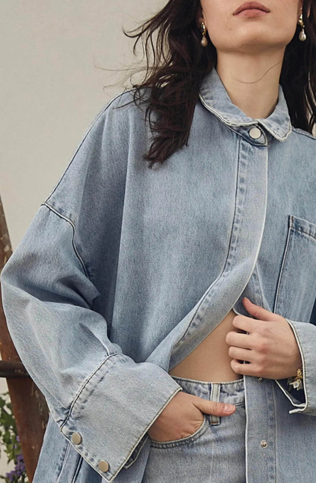 Bohemian Traders Oversized Shirt Denim Ice Blue