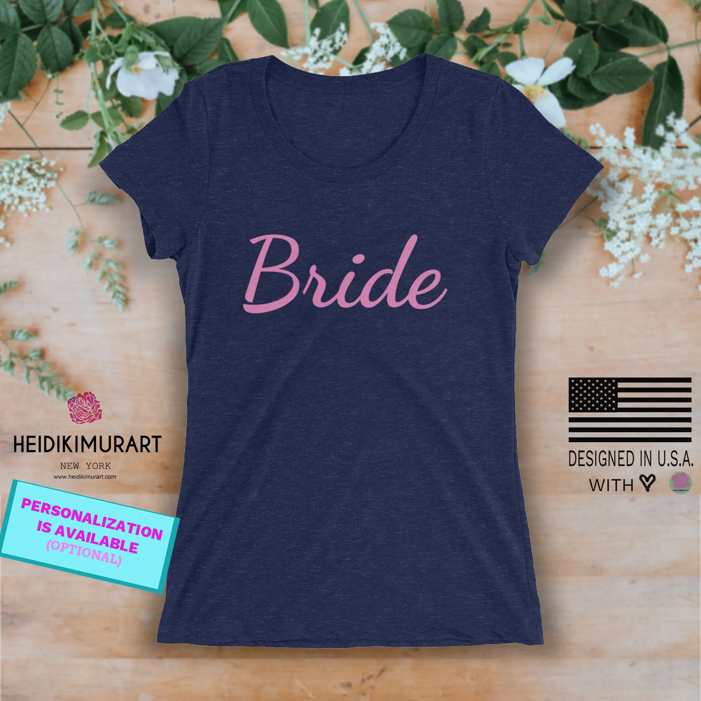 Bride/ Customizable Text Shirt, Women's Tee, Premium Ladies' Short Sleeve T-Shirt (US Size: S-2XL)