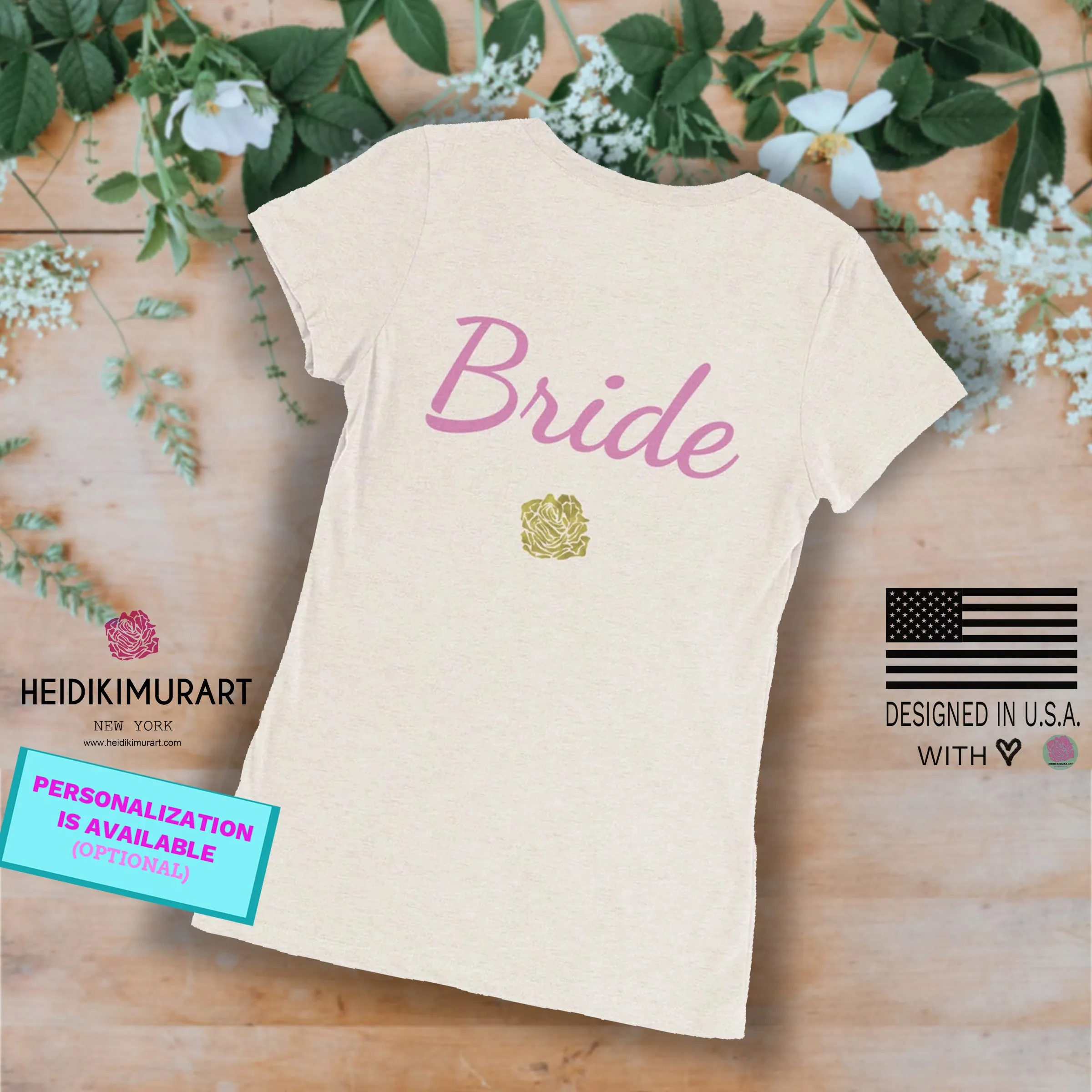 Bride/ Customizable Text Shirt, Women's Tee, Premium Ladies' Short Sleeve T-Shirt (US Size: S-2XL)