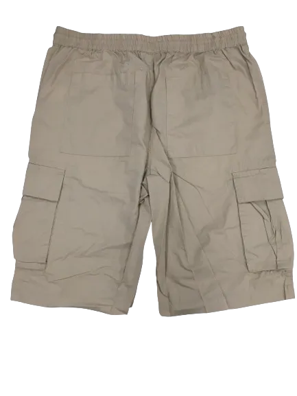 CARGO SHORTS Elastic Waist 100% COTTON Army Pocket Mens Drawstrings 0526