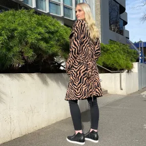 Cartel Long Knitted Tiger Print Cardigan