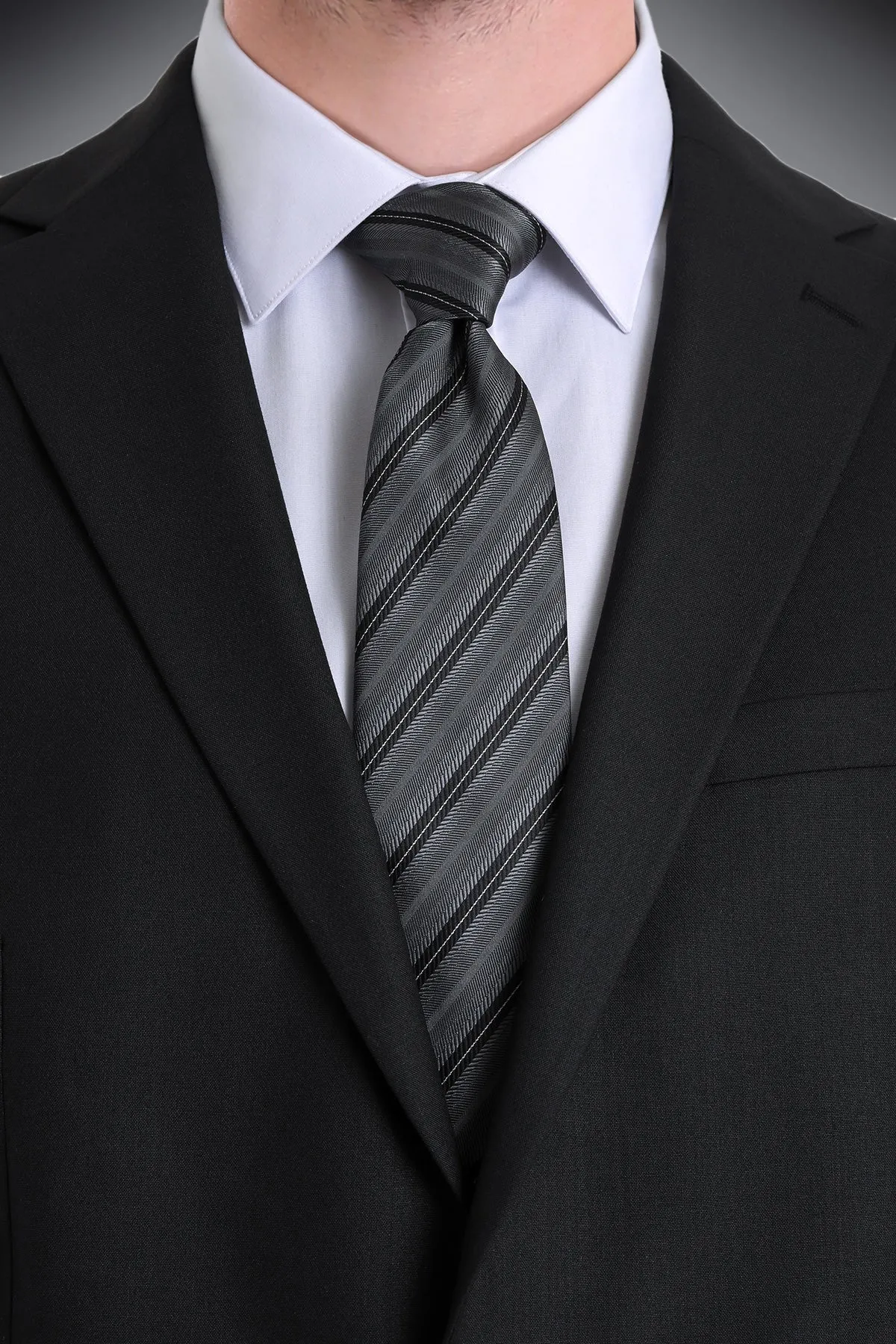 Casual Gray & Black 2.75-inch Stripe Tie