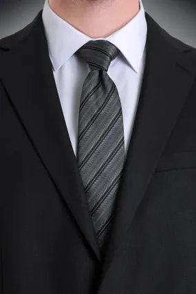 Casual Gray & Black 2.75-inch Stripe Tie