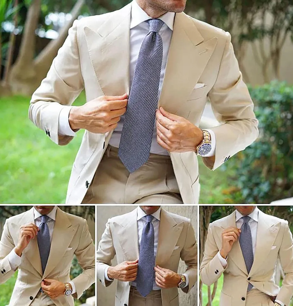 Casual Men's 2 Pieces Mens Suit Regular Fit Tuxedos For Wedding (Blazer Pants)